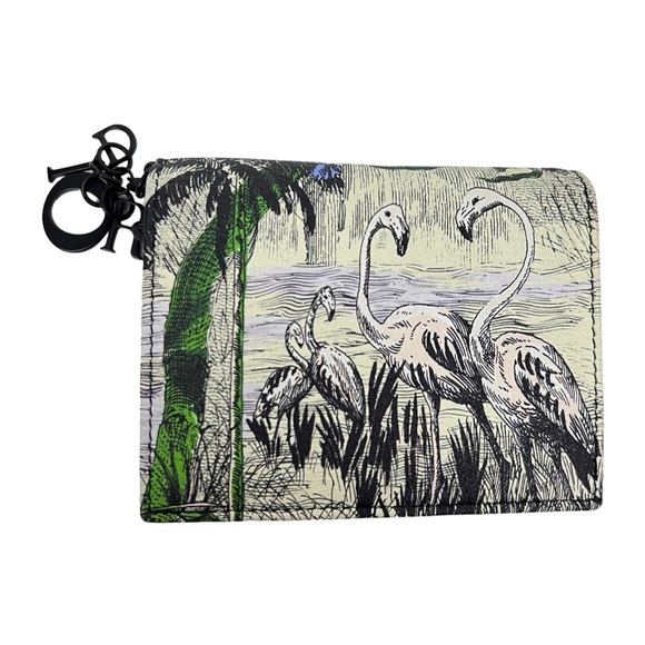 Christian Dior Toile De Jouy Tropical Printed Leather Snap Wallet - Picture 1 of 8